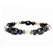 Hematite Oval Beads and Pearl Beads Bracelet